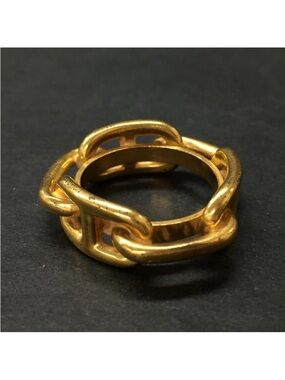 HERMES Regate Chaine D'ancre Gold Tone Scarf Ring👝